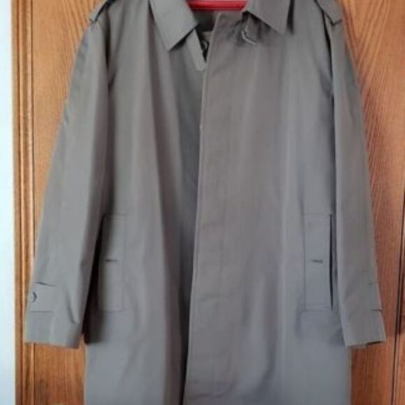 Vintage Oleg Cassini Signature Collection Mens Trench Coat Sz 44R - Picture 2 of 7